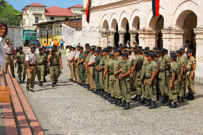 panama287: policemen are concentrated in Portobello during the  devil and congo festival. Portobello, Colon, Panama, Central America - photo by H.Olarte - (c) Travel-Images.com - Stock Photography agency - Image Bank