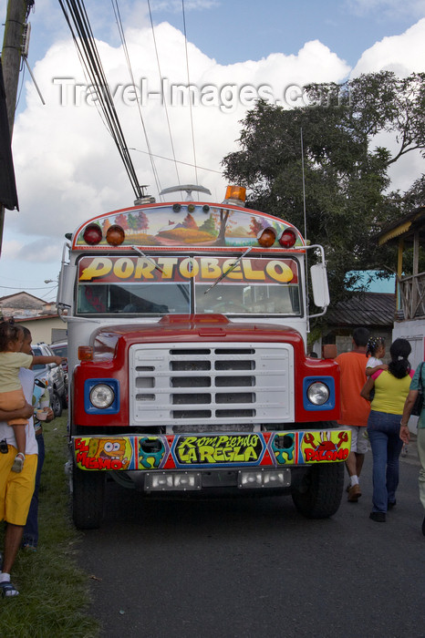 panama312: Colorful Panamanian Bus at Portobello, Colon, Panama, Central America - photo by H.Olarte - (c) Travel-Images.com - Stock Photography agency - Image Bank