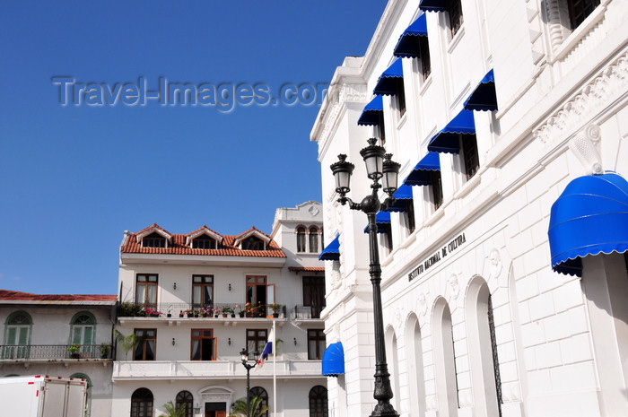 panama402: Panama City / Ciudad de Panamá: Casco Viejo - Plaza de Francia - façade of the Instituto Nacional de Cultura, ex-Corte Suprema de Justicia - photo by M.Torres - (c) Travel-Images.com - Stock Photography agency - Image Bank