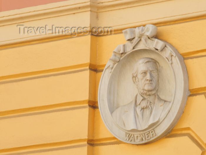 panama414: Panama City / Ciudad de Panamá: Casco Viejo - Richard Wagner medallion at the Teatro Nacional - architect Genaro Ruggieri - photo by M.Torres - (c) Travel-Images.com - Stock Photography agency - Image Bank