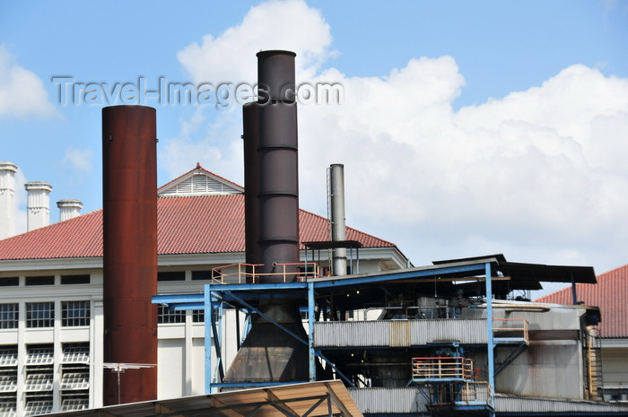 panama435: Panama canal: Miraflores - thermal power station - smoke stacks - photo by M.Torres - (c) Travel-Images.com - Stock Photography agency - Image Bank