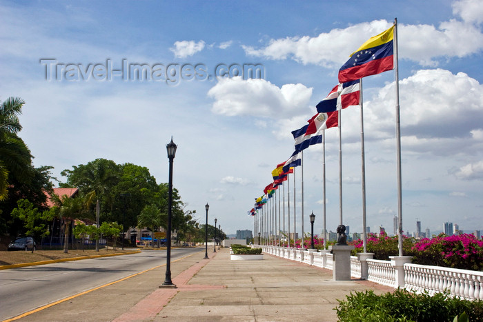 panama459: Panama City / Ciudad de Panama: Latin American flags on Amador Boulevard  - photo by H.Olarte - (c) Travel-Images.com - Stock Photography agency - Image Bank