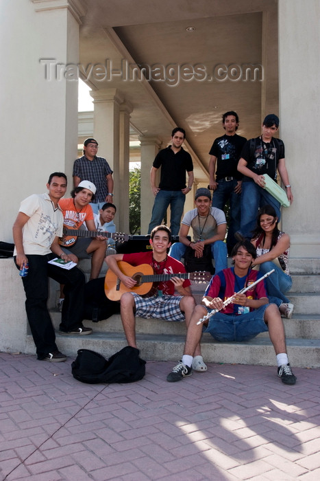 panama493: Panama City / Ciudad de Panama: a group of young musicians wait for classes at Panama Jazz Festival, Balboa  - photo by H.Olarte - (c) Travel-Images.com - Stock Photography agency - Image Bank