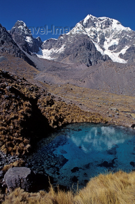 peru156: Ausangate massif, Cuzco region, Peru: one of the Sacred Blue Pools reflects Cerro Ausangate's north face- Peruvian Andes - photo by C.Lovell - (c) Travel-Images.com - Stock Photography agency - Image Bank