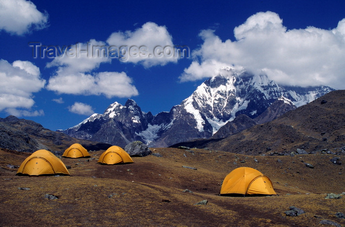peru163: Ausangate massif, Cuzco region, Peru: camp #6 near the village of Pacchanta with Nevado Ausangate behind- Peruvian Andes - photo by C.Lovell - (c) Travel-Images.com - Stock Photography agency - Image Bank