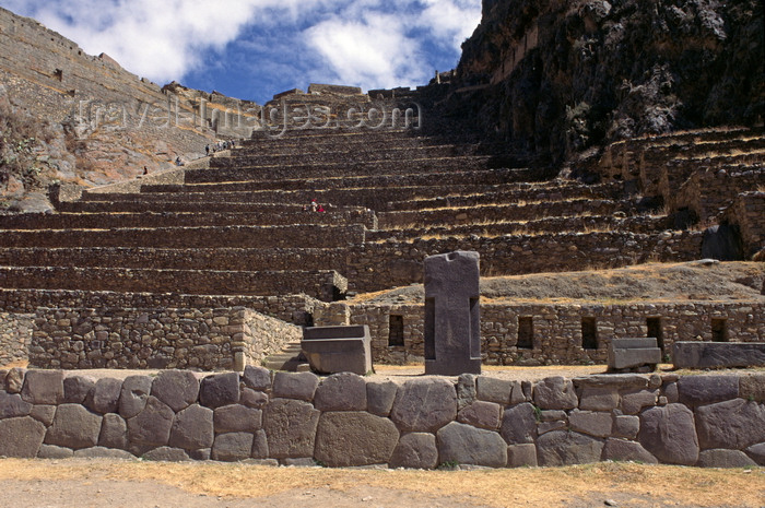 peru191: Ollantaytambo, Cuzco region, Peru: stone monoliths in the courtyard of Manaracay - Sacred Valley- Peruvian Andes - photo by C.Lovell - (c) Travel-Images.com - Stock Photography agency - Image Bank