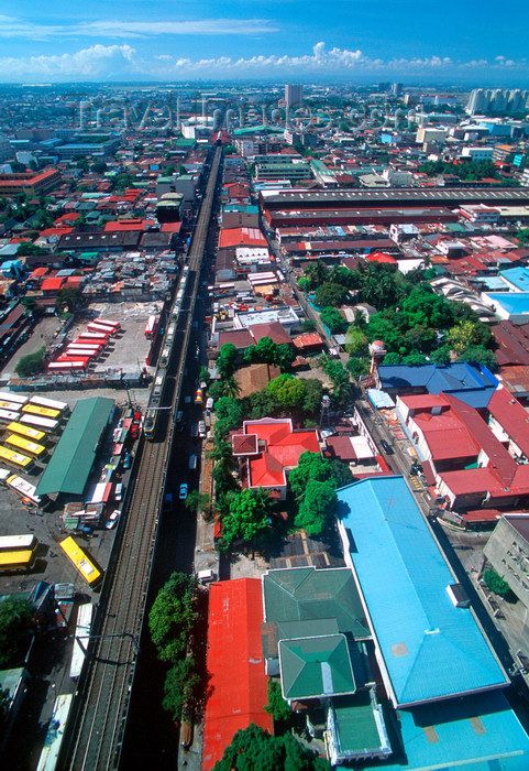 phil42: Metro Manila, Philippines - Elevated Light Rail Track LRT from above - photo by B.Henry - (c) Travel-Images.com - Stock Photography agency - Image Bank