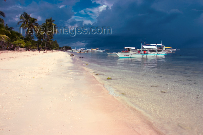 phil50: Alona Beach, Bohol island, Central Visayas, Philippines: traditional banca boats moored by the beach - photo by S.Egeberg - (c) Travel-Images.com - Stock Photography agency - Image Bank