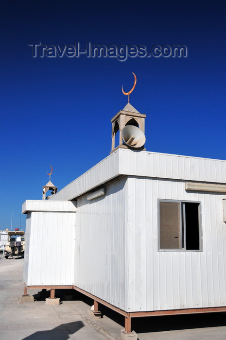 qatar56: Doha, Qatar: a container becomes a modest mosque - crescent and bullhorns - Dhow harbour - photo by M.Torres - (c) Travel-Images.com - Stock Photography agency - Image Bank