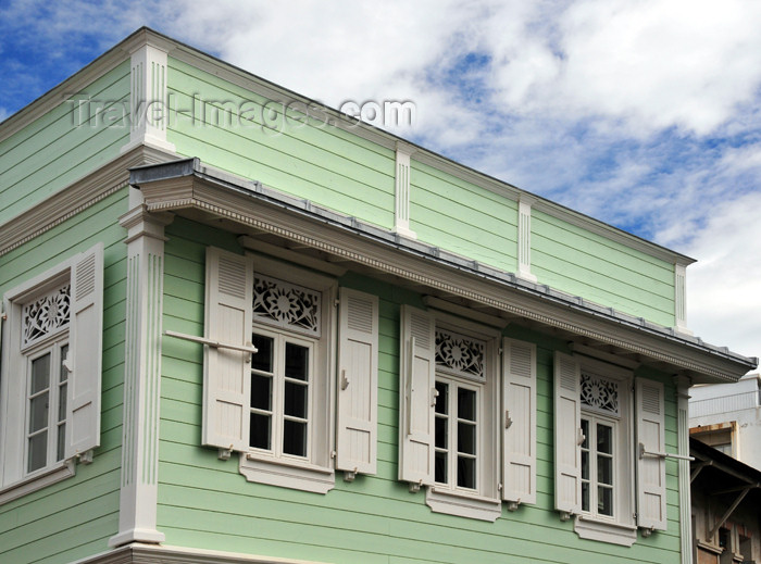 reunion193: Saint-Denis, Réunion: green façade - creole architecture on Rue de Nice - photo by M.Torres - (c) Travel-Images.com - Stock Photography agency - Image Bank