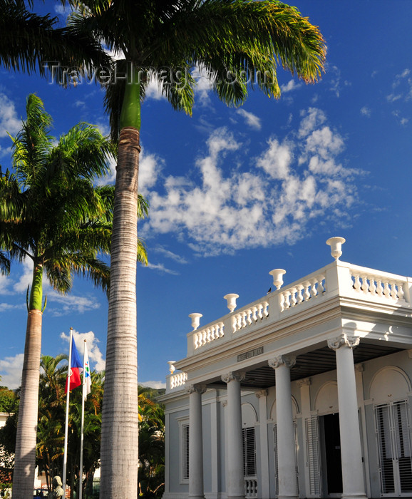 reunion234: Saint-Denis, Réunion: royal palms and Léon Dierx museum - porch - rue de Paris - photo by M.Torres - (c) Travel-Images.com - Stock Photography agency - Image Bank