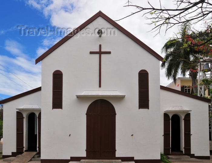 rodrigues61: Port Mathurin, Rodrigues island, Mauritius: Catholic Church - white façade with cross - photo by M.Torres - (c) Travel-Images.com - Stock Photography agency - Image Bank