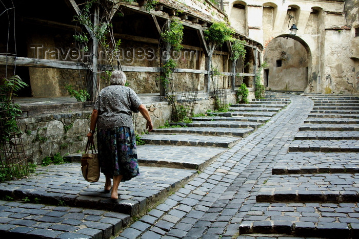 romania1: Sighisoara / Segesvár, Mures County, Transylvania, Romania: cobbled street in the medieval town - photo by G.Koelman - (c) Travel-Images.com - Stock Photography agency - Image Bank