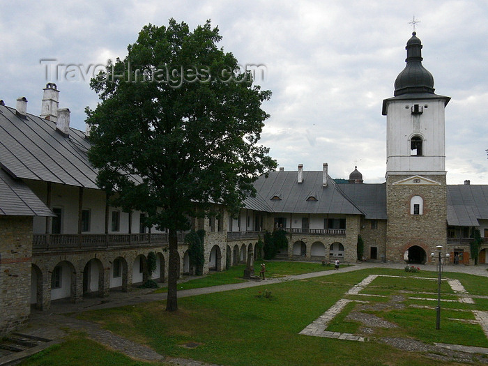 romania126: Târgu Neamt area, Neamt county, Moldavia, Romania: Neamt Monastery  - court and bell tower - Romanian Orthodox church - Biserica Ortodoxa Româna - photo by J.Kaman - (c) Travel-Images.com - Stock Photography agency - Image Bank