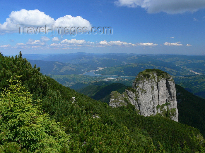 romania131: Ceahlau National Park, Neamt county, Moldavia, Romania: rock wall and the Bistrita Moldoveana River - photo by J.Kaman - (c) Travel-Images.com - Stock Photography agency - Image Bank