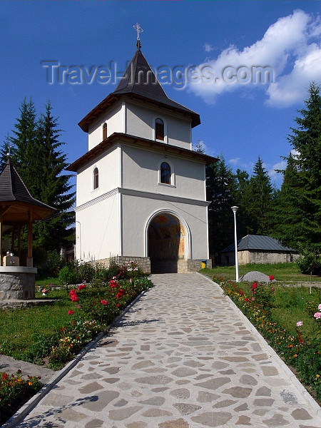 romania135: Ceahlau, Neamt county, Moldavia, Romania: entrance gate - Holy Monastery of Durau - founded by a daughter of ruler Vasile Lupu - photo by J.Kaman - (c) Travel-Images.com - Stock Photography agency - Image Bank