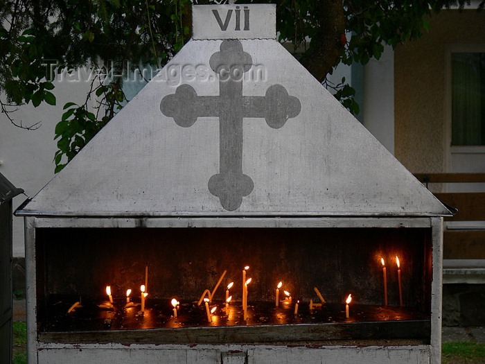 romania139: Ceahlau, Neamt county, Moldavia, Romania: Candles in Holy Monastery of Durau - photo by J.Kaman - (c) Travel-Images.com - Stock Photography agency - Image Bank