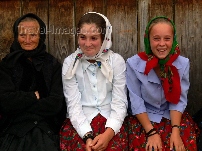 romania152: Ieud, Maramures county, Transylvania, Romania: two generations of Romanian women in traditional clothes - photo by J.Kaman - (c) Travel-Images.com - Stock Photography agency - Image Bank