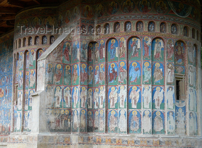 romania42: Gura Humorului, Suceava county, southern Bukovina, Romania: Voronet Monastery - frescoes - katholikon / church of Saint George - UNESCO world heritage site - commemorates the victory at Battle of Vaslui - photo by J.Kaman - (c) Travel-Images.com - Stock Photography agency - Image Bank