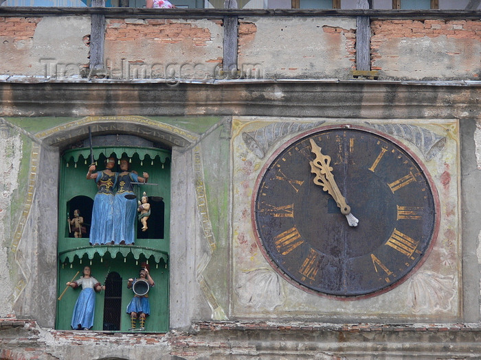 romania72: Sighisoara / Segesvár, Mures county, Transylvania, Romania: detail of clock face and figures - Clock tower - Turnul cu ceas - photo by J.Kaman - (c) Travel-Images.com - Stock Photography agency - Image Bank