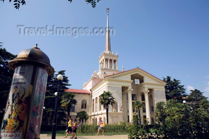 russia463: Sochi, Krasnodar Krai, Russia: Maritime Terminal with a 71-metre-high steepled tower and statues symbolizing the cardinal points - land side - Marine Station - photo by V.Sidoropolev - (c) Travel-Images.com - Stock Photography agency - Image Bank