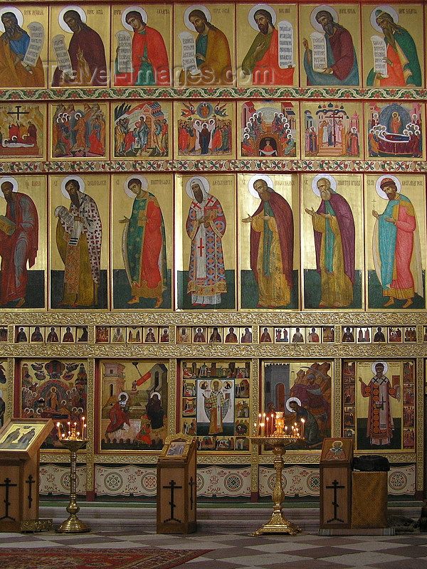 russia617: Russia - Solovetsky islands: parade of saints - icons in the iconostasis - Transfiguration Cathedral - photo by J.Kaman - (c) Travel-Images.com - Stock Photography agency - Image Bank