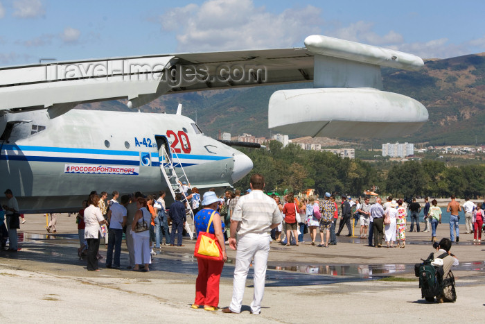 russia739: Russia - Gelendjik - Krasnodar kray: aviation show - Beriev A-42 PE, Search and Rescue SAR airplane, powered by propfan engines, sold by Rosoboronexport - seaplane - aircraft - amphibious aircraft - photo by Vladimir Sidoropolev - (c) Travel-Images.com - Stock Photography agency - Image Bank