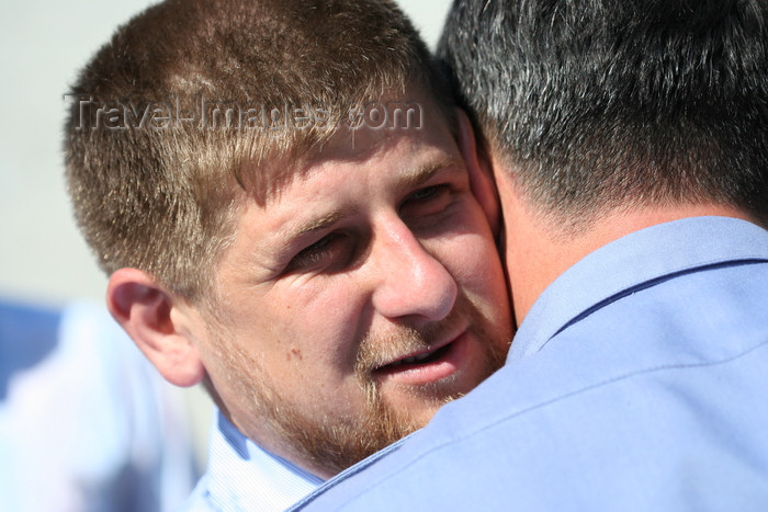 russia778: Chechnya, Russia - portrait of Chechen president Kadyrov - tight hug - photo by A.Bley - (c) Travel-Images.com - Stock Photography agency - Image Bank