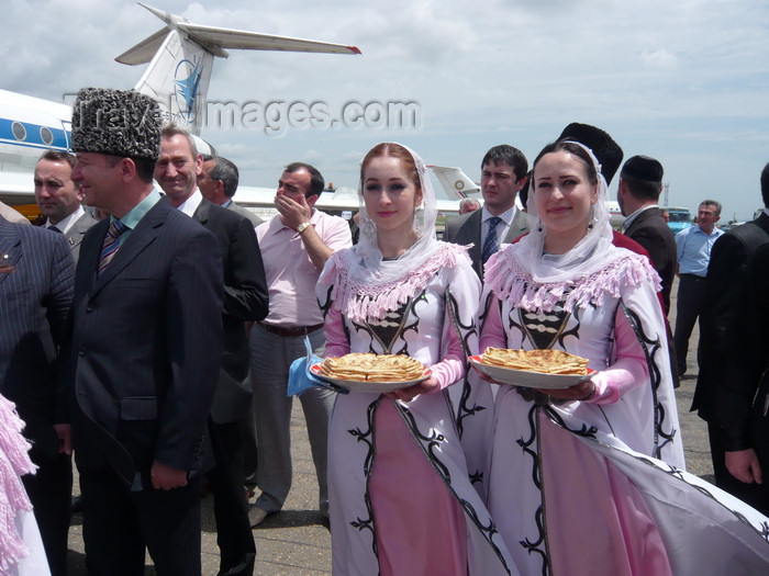 russia808: Chechnya, Russia - Grozny - two Chechen women welcomes the guests in airport dressed in national Chechen costume - photo by A.Bley - (c) Travel-Images.com - Stock Photography agency - Image Bank