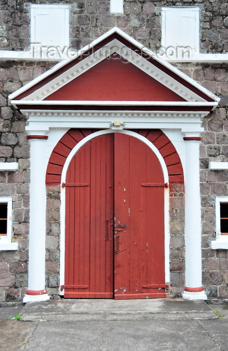 saba56: The Bottom, Saba: Sacred Heart Church - red gate - photo by M.Torres - (c) Travel-Images.com - Stock Photography agency - Image Bank