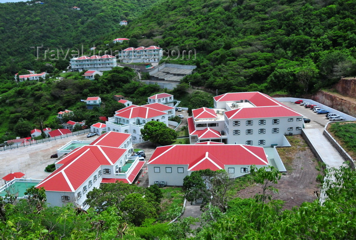 saba61: The Bottom, Saba: Saba University School of Medicine - the campus seen seen from above - red roofs and forest - photo by M.Torres - (c) Travel-Images.com - Stock Photography agency - Image Bank