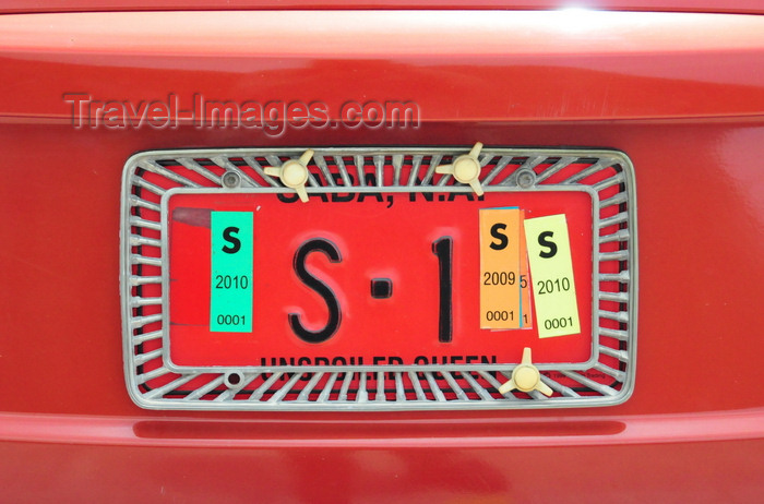 saba64: Windwardside, Saba: VIP registration - car license plate Saba-1 - photo by M.Torres - (c) Travel-Images.com - Stock Photography agency - Image Bank