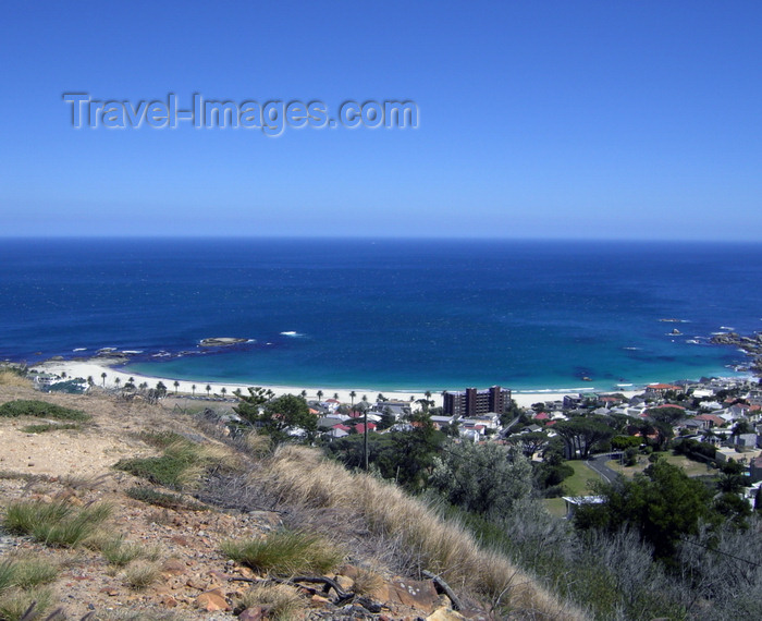 safrica203: Cape Town, Western Cape, South Africa: Camps Bay and its sandy beach seen from above - photo by D.Steppuhn - (c) Travel-Images.com - Stock Photography agency - Image Bank