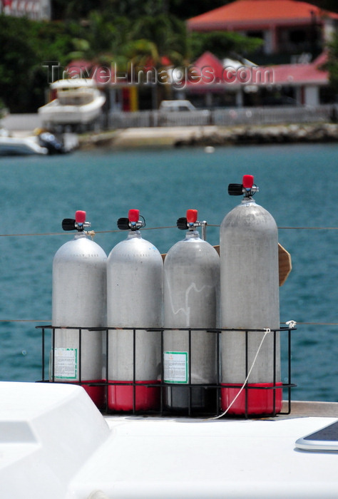 saint-barthelemy45: Gustavia, St. Barts / Saint-Barthélemy: oxygen bottles on a divers' boat - photo by M.Torres - (c) Travel-Images.com - Stock Photography agency - Image Bank