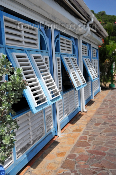 saint-barthelemy52: Gustavia, St. Barts / Saint-Barthélemy: slatted shutters at La Route des Boucaniers Creole restaurant - Rue de Bord de Mer - photo by M.Torres - (c) Travel-Images.com - Stock Photography agency - Image Bank