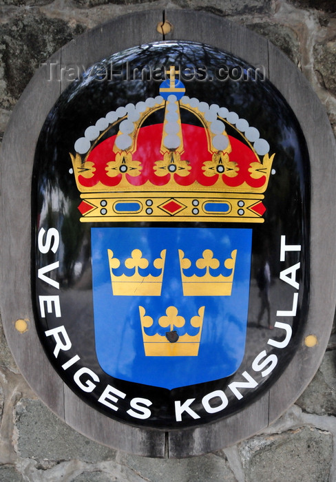 saint-barthelemy61: Gustavia, St. Barts / Saint-Barthélemy: Swedish Coat of Arms - Swedish Consulate - Sveriges Konsulat - photo by M.Torres - (c) Travel-Images.com - Stock Photography agency - Image Bank