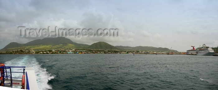 saint-kitts-nevis13: Basseterre and Brumaire, Saint Kitts island, Saint Kitts and Nevis: large panorama of Bay Road, till Port Zante, the cruise terminal - mountains in the background - photo by M.Torres - (c) Travel-Images.com - Stock Photography agency - Image Bank