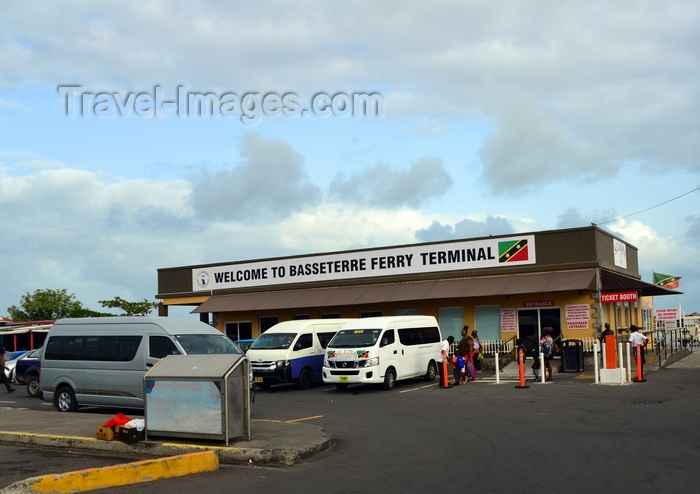 saint-kitts-nevis21: Basseterre, Saint Kitts island, Saint Kitts and Nevis: mini-buses at Basseterre Ferry Terminal - photo by M.Torres - (c) Travel-Images.com - Stock Photography agency - Image Bank