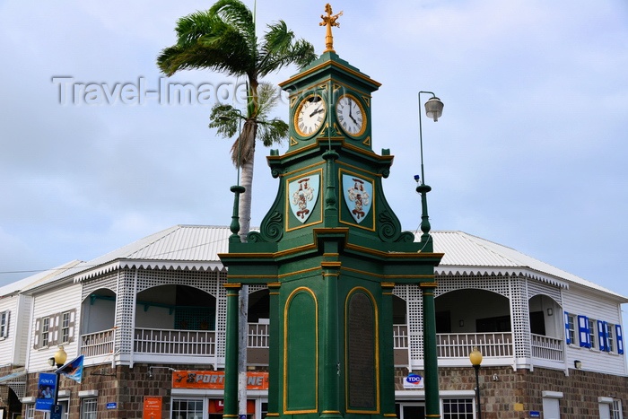 saint-kitts-nevis23: Basseterre, Saint Kitts island, Saint Kitts and Nevis: Berkeley Memorial Clock at the Circus and caribbean architecture - photo by M.Torres - (c) Travel-Images.com - Stock Photography agency - Image Bank