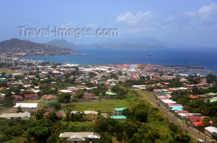 saint-kitts-nevis3: Basseterre, St Kitts, St Kitts and Nevis: bird's eye view of the capital - Nevis in the background - photo by M.Torres - (c) Travel-Images.com - Stock Photography agency - Image Bank