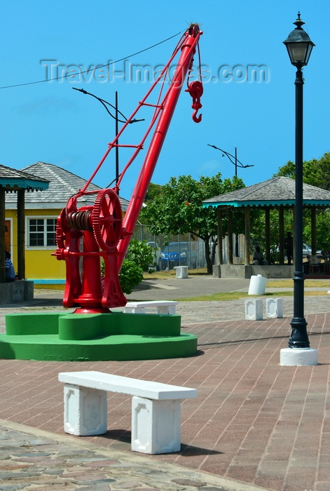 saint-kitts-nevis42: Charlestown, Nevis, St Kitts and Nevis: view of the harbor public area - retired crane now with ornamental functions - photo by M.Torres - (c) Travel-Images.com - Stock Photography agency - Image Bank