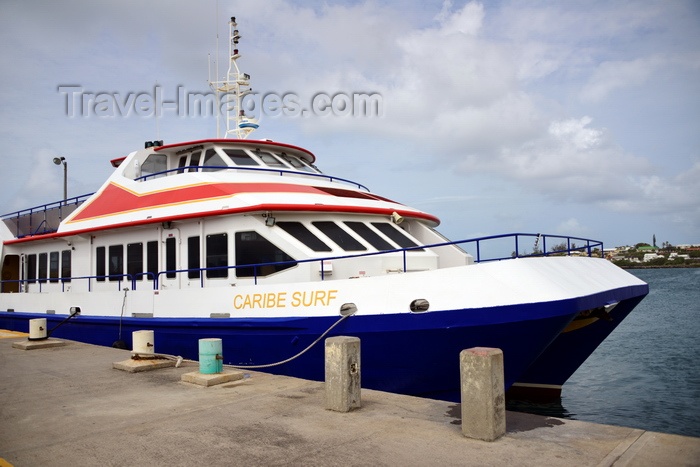 saint-kitts-nevis6: Basseterre, Saint Kitts island, Saint Kitts and Nevis: view of the ferry pier - 'Caribe Surf' leaving for Charlestown in Nevis Island - photo by M.Torres - (c) Travel-Images.com - Stock Photography agency - Image Bank
