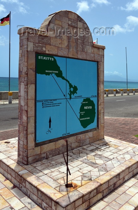 saint-kitts-nevis64: Charlestown, Nevis, St Kitts and Nevis: Christena memorial - a ferry boat shipwreck with 233 fatalities (1970) - map of the route the ferryboat took - photo by M.Torres - (c) Travel-Images.com - Stock Photography agency - Image Bank