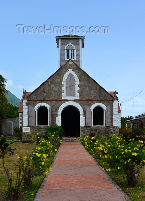 saint-kitts-nevis71: Charlestown, Nevis, St Kitts and Nevis: St. Paul's Anglican Church - path with flowers - photo by M.Torres - (c) Travel-Images.com - Stock Photography agency - Image Bank