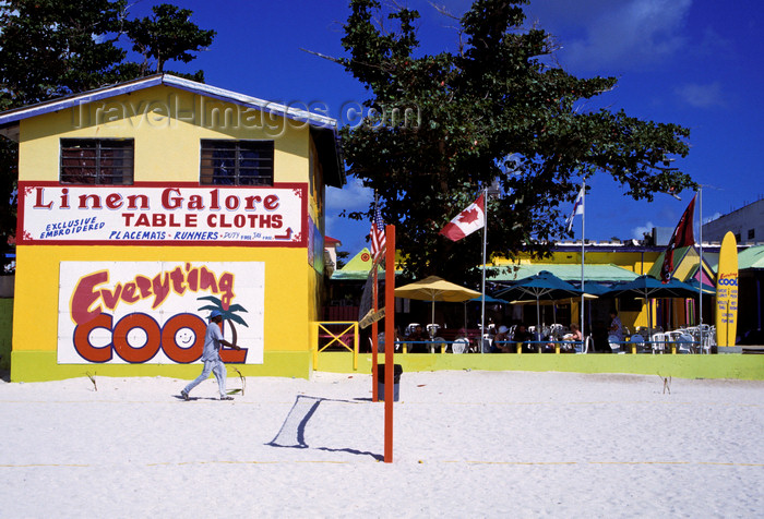 saint-martin48: Philipsburg, Sint Maarten, Netherlands Antilles: sandy beach - Beach volleyball area and colourful ads, Leeward Islands, Caribbean - photo by S.Dona' - (c) Travel-Images.com - Stock Photography agency - Image Bank