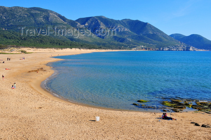 sardinia126: Portixeddu, Fluminimaggiore, Carbonia-Iglesias province, Sardinia / Sardegna / Sardigna: the beach and the mountains - esuary of the Mannu river - photo by M.Torres - (c) Travel-Images.com - Stock Photography agency - Image Bank