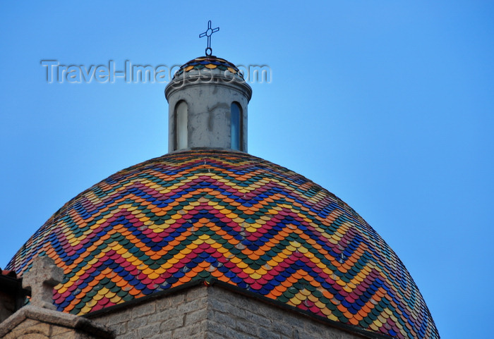 sardinia13: Olbia / Terranoa / Tarranoa, Olbia-Tempio province, Sardinia / Sardegna / Sardigna: dome with colourful shingles of the church of St. Paul - chiesa di san Paolo - photo by M.Torres - (c) Travel-Images.com - Stock Photography agency - Image Bank