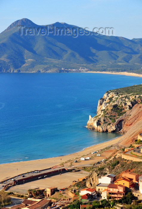 sardinia139: Buggerru, Sardinia / Sardegna / Sardigna: view of the beach with the small bay of Portixeddu in the background - rocky promontory - photo by M.Torres - (c) Travel-Images.com - Stock Photography agency - Image Bank