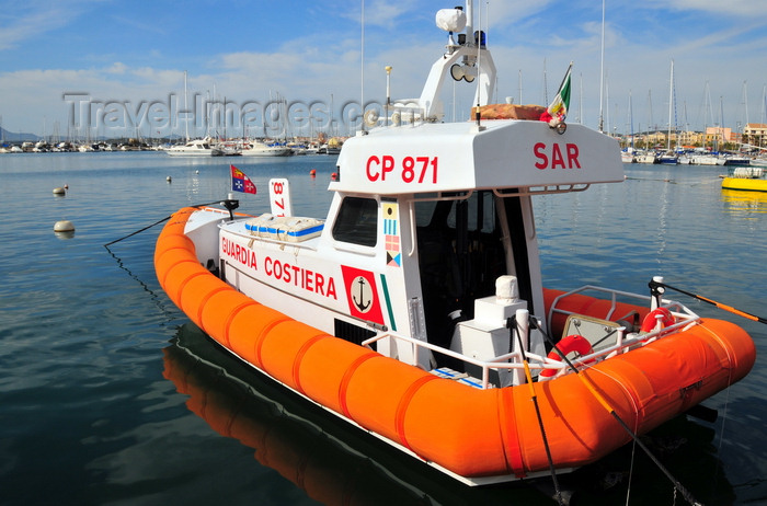 sardinia151: Alghero / L'Alguer, Sassari province, Sardinia / Sardegna / Sardigna: Coast Guard speed boat in the harbour - Guardia Costiera - photo by M.Torres - (c) Travel-Images.com - Stock Photography agency - Image Bank