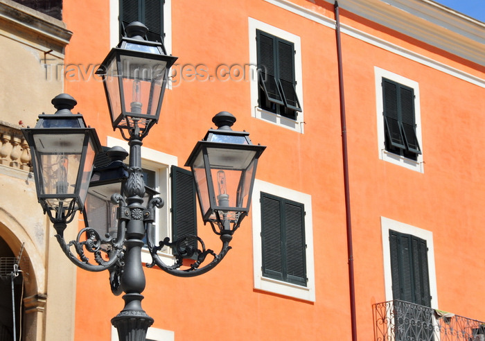 sardinia214: Sassari / Tàthari , Sassari province, Sardinia / Sardegna / Sardigna: street lamp and façade on Piazza Tola - Carra Manna - photo by M.Torres - (c) Travel-Images.com - Stock Photography agency - Image Bank